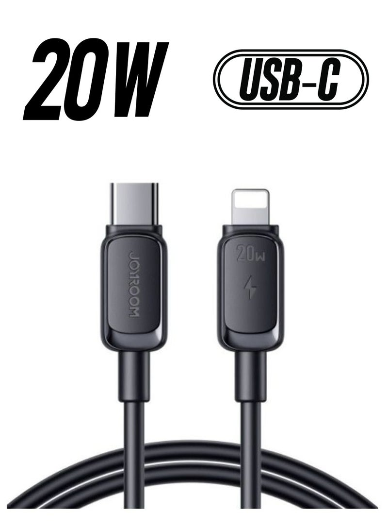 Charger Type C Lightning Fast Charging Power Delivery PD 20W Cable For iPhone 14 iPad And 14 Pro 14 Plus 14 Pro Max 8 To 14 All Series Black