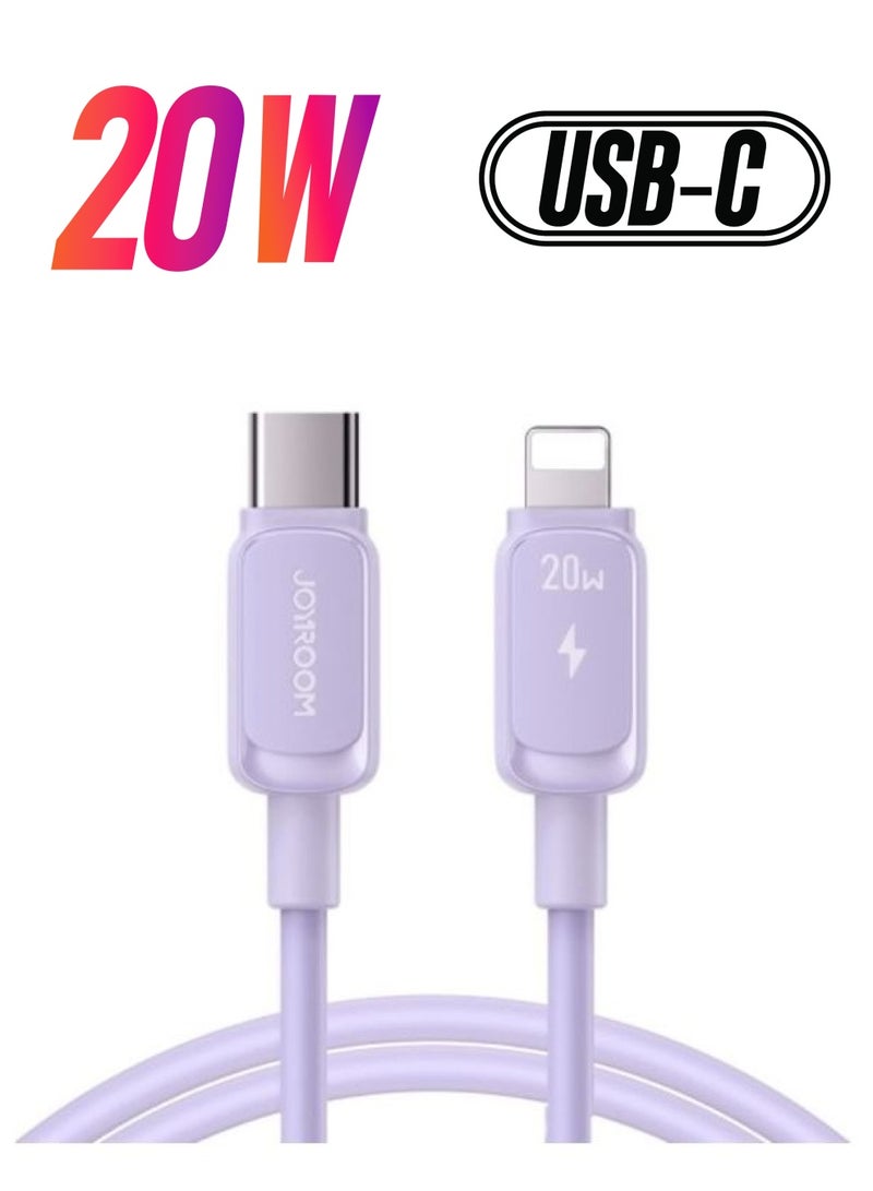 JOYROOM - Charger Type C Lightning Fast Charging Power Delivery PD 20W Cable For iPhone 14 iPad And 14 Pro 14 Plus 14 Pro Max 8 To 14 All Series Purple - Image 1