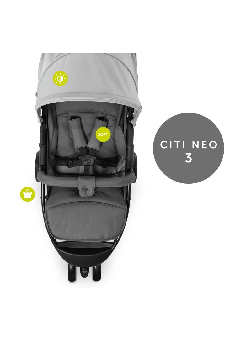 hauck - Citi Neo 3 Pushchair, Grey Lightweight 3 Wheeled Stroller (Only 7.5Kg), Compact And One Hand Folding, With Raincover - Image 1