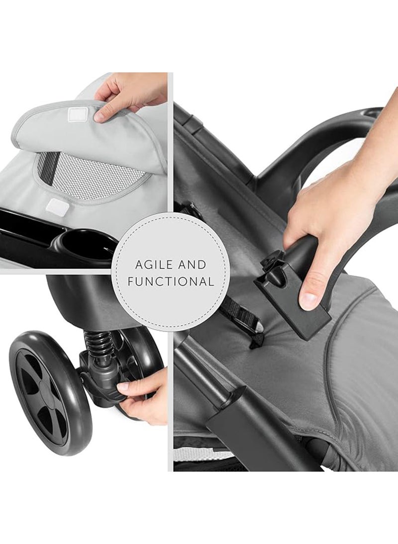hauck - Shopper Neo 2 Pushchair, Grey Lightweight Travel Stroller (Only 7.9Kg), Compact And One Hand Folding, With Raincover - Image 1