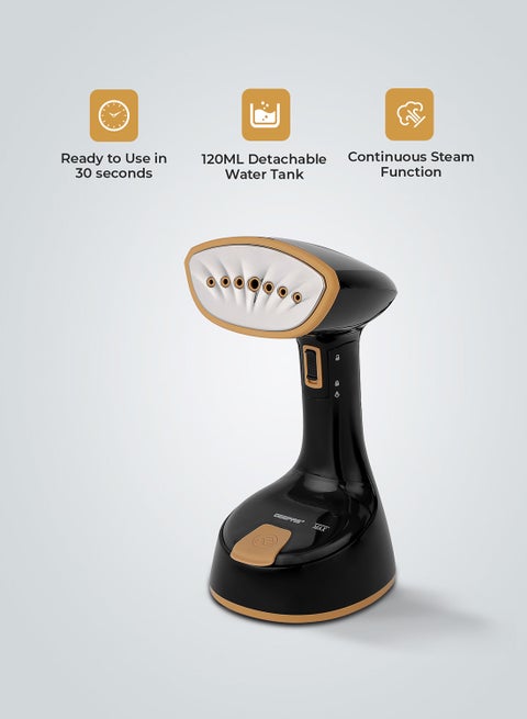 Handheld Garment Steamer Equipped with Stainless Steel Head 120 ml 1470 W GGS25034 Black
