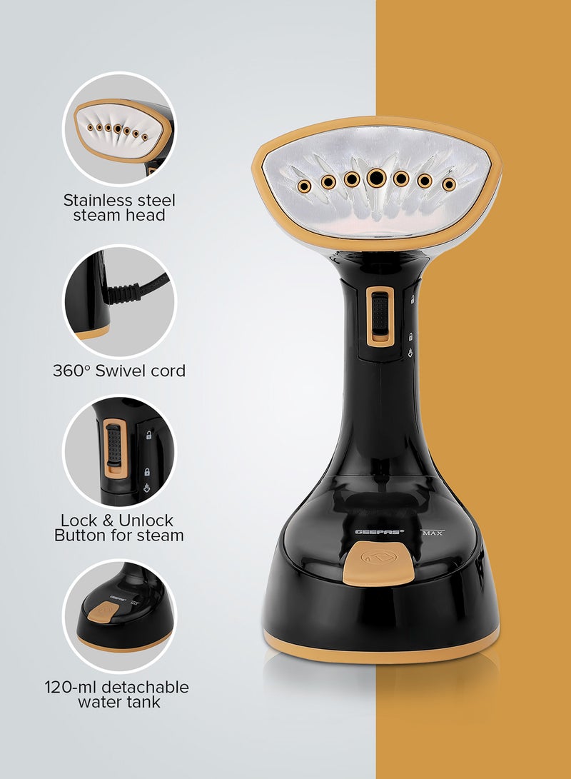 GEEPAS - Handheld Garment Steamer Equipped with Stainless Steel Head 120 ml 1470 W GGS25034 Black - Image 1