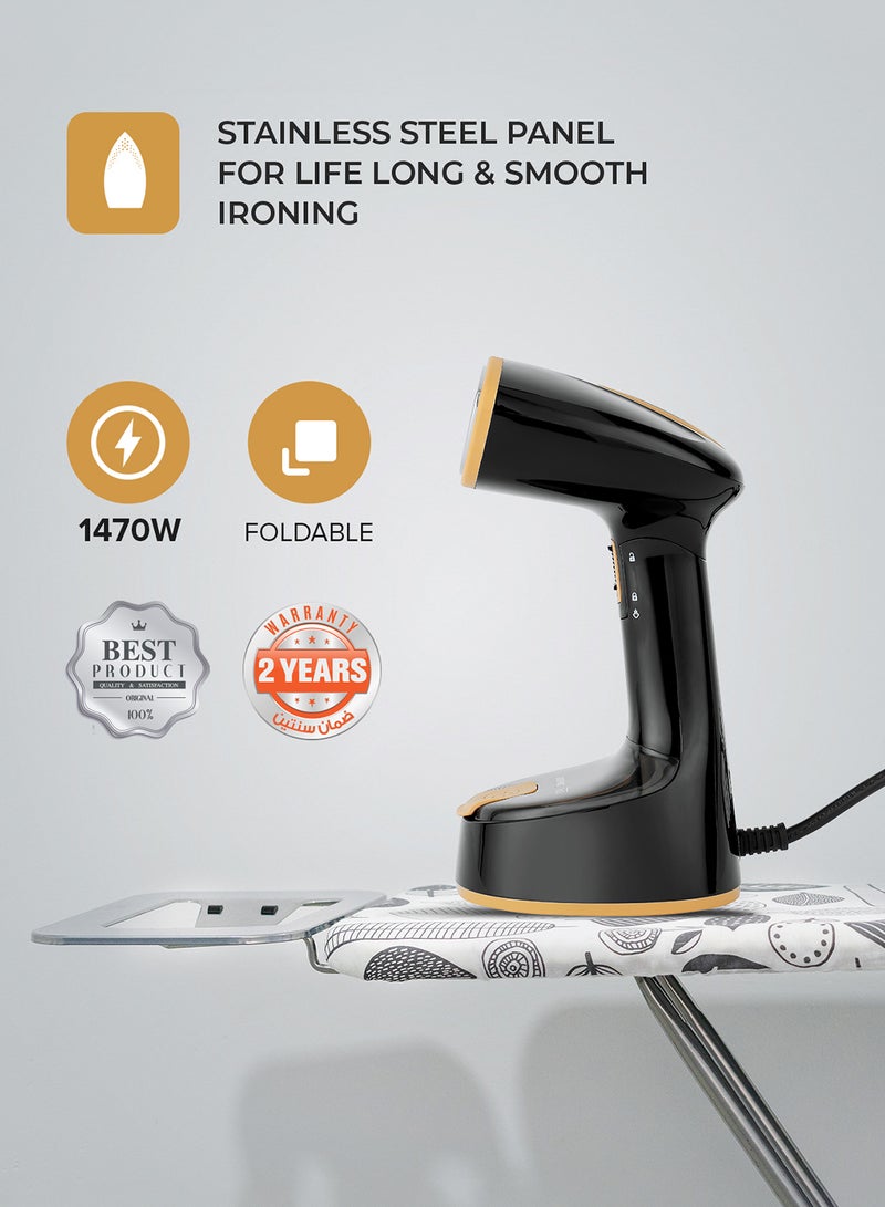 GEEPAS - Handheld Garment Steamer Equipped with Stainless Steel Head 120 ml 1470 W GGS25034 Black - Image 1