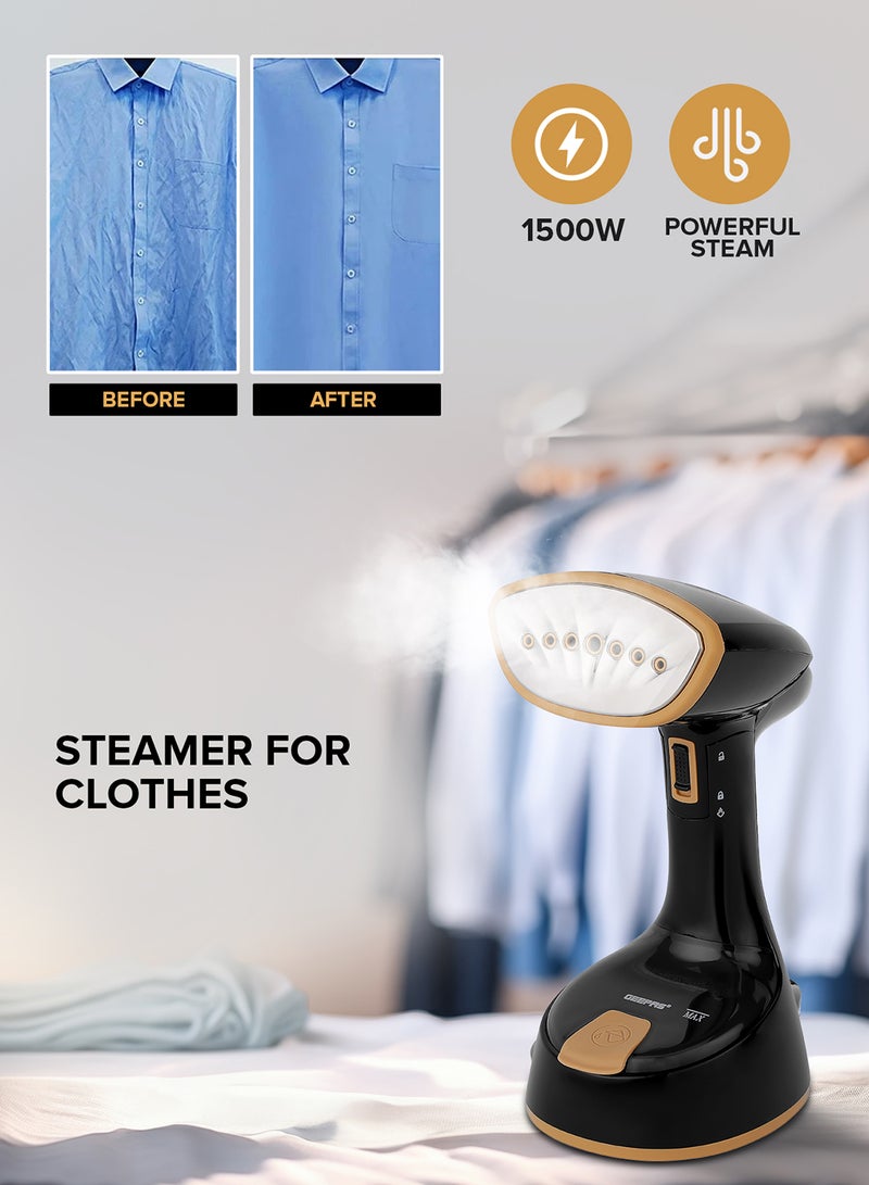 GEEPAS - Handheld Garment Steamer Equipped with Stainless Steel Head 120 ml 1470 W GGS25034 Black - Image 1