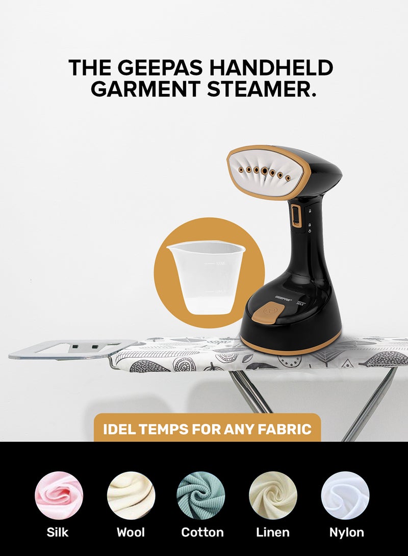 GEEPAS - Handheld Garment Steamer Equipped with Stainless Steel Head 120 ml 1470 W GGS25034 Black - Image 1