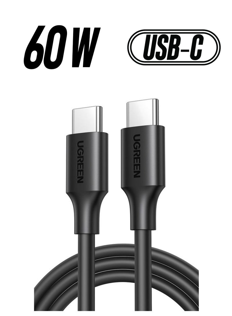 Ugreen 60W USB C to USB C Cable 1M PD 3.0 3A Fast Charging Cord Type C Cable Compatible With iPhone 16 15 Series MacBook Pro iPad Pro Samsung Galaxy S24 S23 Ultra Z Fold OPPO Honor OnePlus Huawei Black  - Image 1