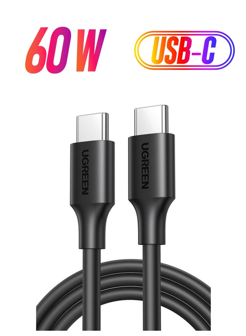 Ugreen 60W USB C to USB C Cable 2M PD 3.0 3A Fast Charging Cord Type C Cable Compatible With iPhone 16 15 Series MacBook Pro iPad Pro Samsung Galaxy S24 S23 Ultra Z Fold OPPO Honor OnePlus Huawei Black  - Image 1