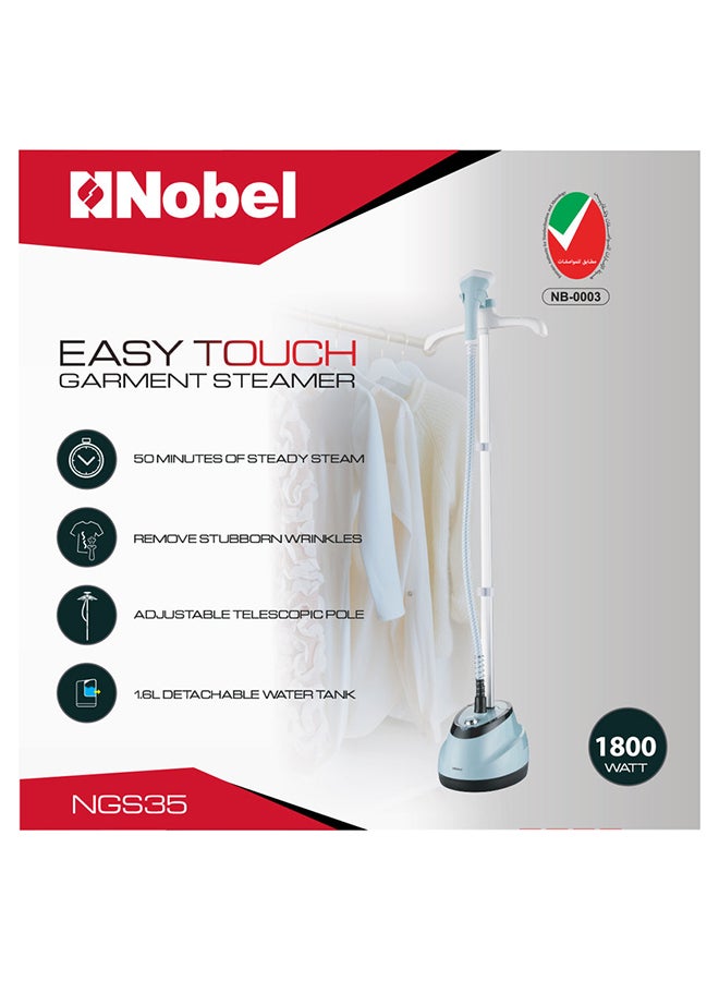 Nobel - Garment Steamer with Adjustable Telescopic Pole, 35g/min Steam Flow and Heats Up in Just 45 Seconds 1.6 L 1800 W NGS35 Light Green - Image 1