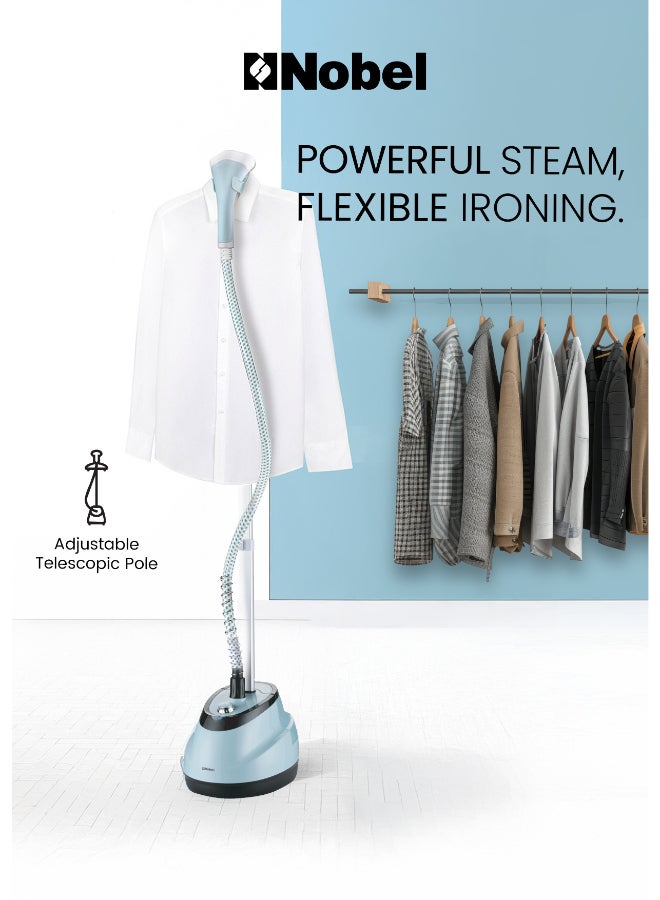 نوبل مكواة بخار للملابس مع عمود تلسكوبي قابل للتعديل، تدفق بخار 35 جرام/الدقيقة وتسخن خلال 45 ثانية فقط - Image 2