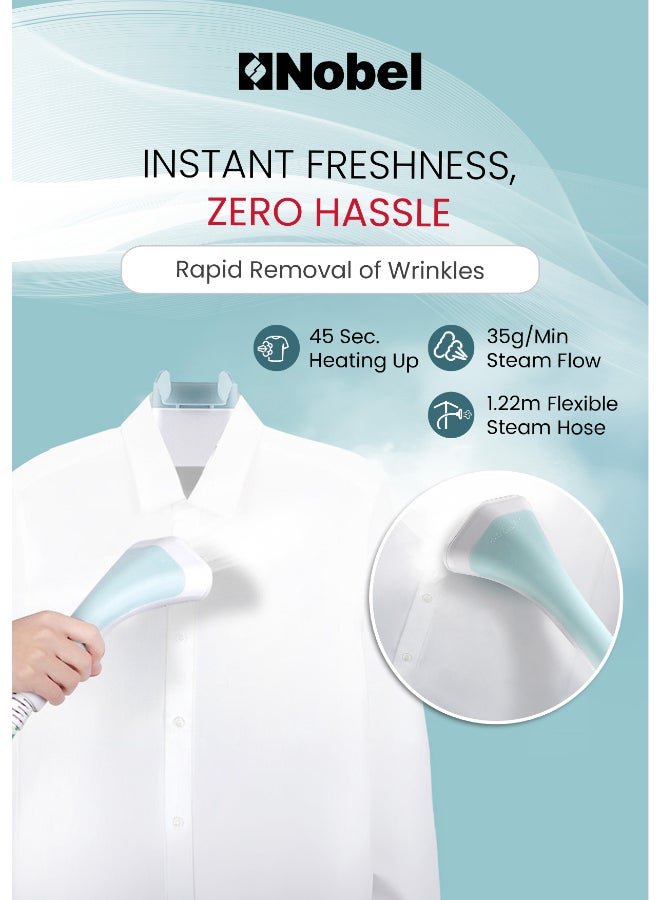 نوبل مكواة بخار للملابس مع عمود تلسكوبي قابل للتعديل، تدفق بخار 35 جرام/الدقيقة وتسخن خلال 45 ثانية فقط - Image 3