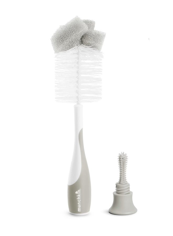 فرشاة إسفنجة للزجاجة مكونة من قطعتين - رمادي