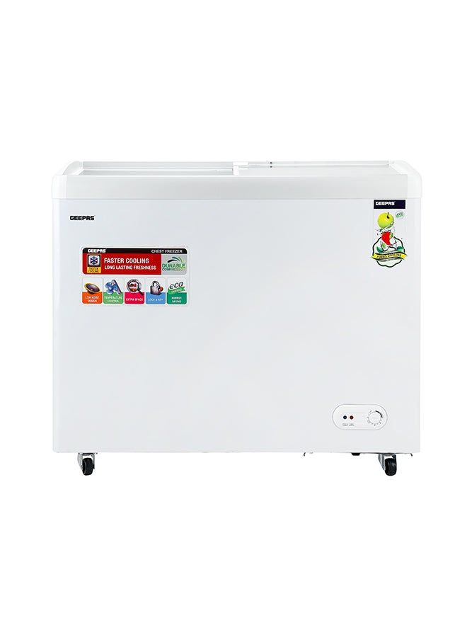GEEPAS - Faster Cooling Chest Showcase Freezer Convertible Freezer and Fridge Function Long Lasting Freshness with Temperature Control 220 W GCF3523SG White - Image 1