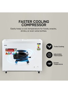 GEEPAS Faster Cooling Chest Showcase Freezer Convertible Freezer and Fridge Function Long Lasting Freshness with Temperature Control 220 W GCF3523SG White  - Image 5