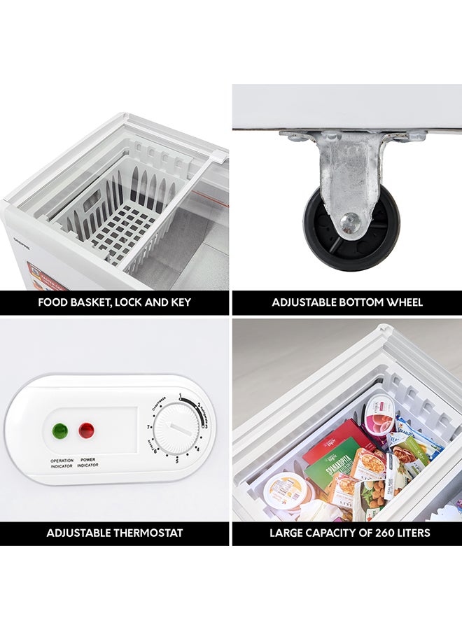 GEEPAS - Faster Cooling Chest Showcase Freezer Convertible Freezer and Fridge Function Long Lasting Freshness with Temperature Control 220 W GCF3523SG White - Image 1