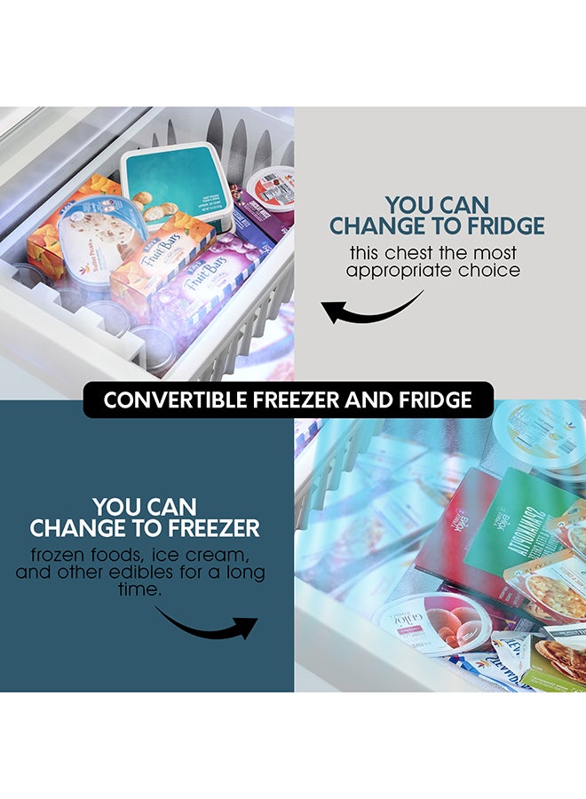 GEEPAS - Faster Cooling Chest Showcase Freezer Convertible Freezer and Fridge Function Long Lasting Freshness with Temperature Control 220 W GCF3523SG White - Image 1