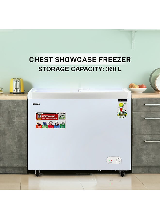 GEEPAS - Faster Cooling Chest Showcase Freezer Convertible Freezer and Fridge Function Long Lasting Freshness with Temperature Control 220 W GCF3523SG White - Image 1