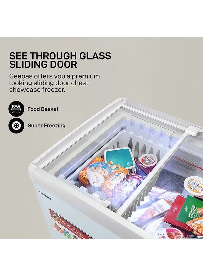 GEEPAS - Faster Cooling Chest Showcase Freezer Convertible Freezer and Fridge Function Long Lasting Freshness with Temperature Control 220 W GCF3523SG White - Image 1