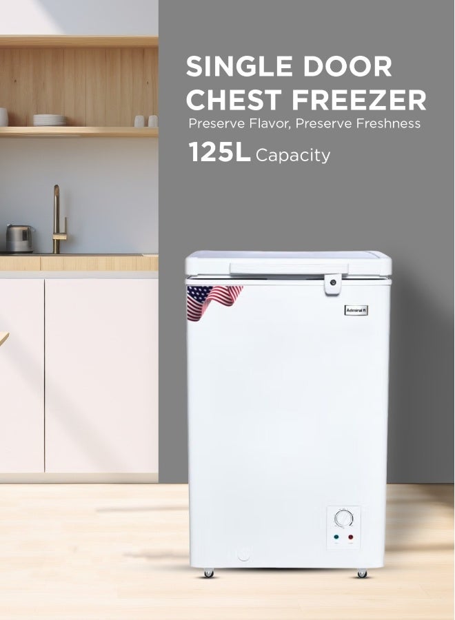 Admiral 125L Chest Freezer – Model ADCF125WE | Compact Deep Freezer with Adjustable Thermostat, Energy Efficient Cooling, and Manual Defrost – Ideal for Homes, Offices, and Small Shops – White Finish 125 L 120 W ADCF125WE White - Image 1
