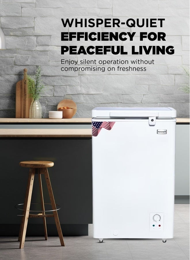 Admiral 125L Chest Freezer – Model ADCF125WE | Compact Deep Freezer with Adjustable Thermostat, Energy Efficient Cooling, and Manual Defrost – Ideal for Homes, Offices, and Small Shops – White Finish 125 L 120 W ADCF125WE White - Image 4