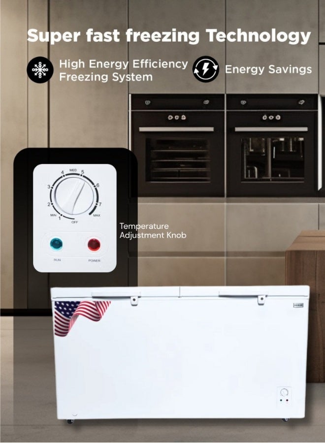 Admiral ADCF675WE2 Double‑Door Chest Freezer – 675 L Gross (519 L Net), Twin Lids, Ultra‑Quiet Fast‑Freezing Compressor, Energy‑Efficient Tropical Design, Eco‑Friendly R600a Refrigerant, Lockable Lids & Interior Lamp – White 675 L ADCF675WE2 White - Image 3