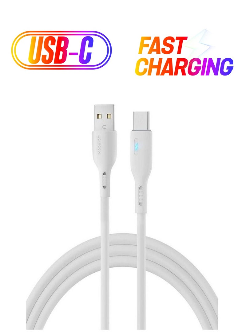JOYROOM Usb To Type C Cable Fast Charging Compatible With Samsung Galaxy S21 Note 20 M12 M52 A13 A23 A53 MacBook Pro Huawei PS5 White  - Image 1