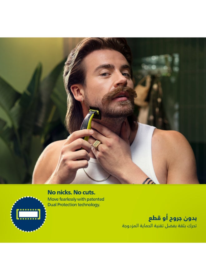 OneBlade Face And Body QP2824 Dual-Sided Blade Unique OneBlade Technology 45min Cordless Waterproof Electric Beard Trimmer And Shaver Lime Green,Charcoal Grey - https://f.nooncdn.com/p/pnsku/N53407479A/45/_/1728026506/a48cdf4f-9d1a-4bf6-a65e-a947393a26b2.jpg?format=jpg&width=original