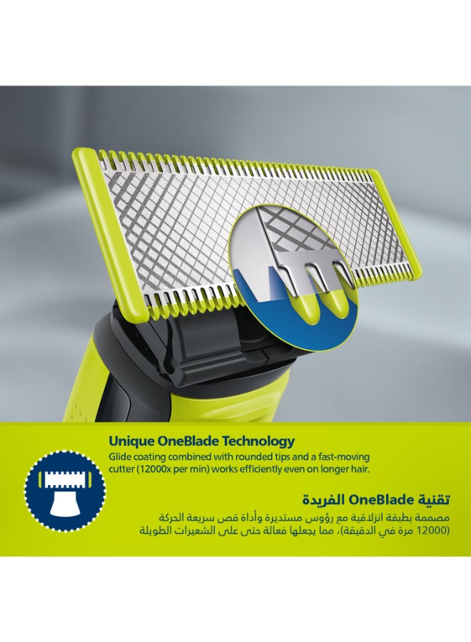 OneBlade Face And Body QP2824 Dual-Sided Blade Unique OneBlade Technology 45min Cordless Waterproof Electric Beard Trimmer And Shaver Lime Green,Charcoal Grey - https://f.nooncdn.com/p/pnsku/N53407479A/45/_/1728026509/aa8417a1-8dfe-4afa-bec4-78405b174ca8.jpg?format=jpg&width=original