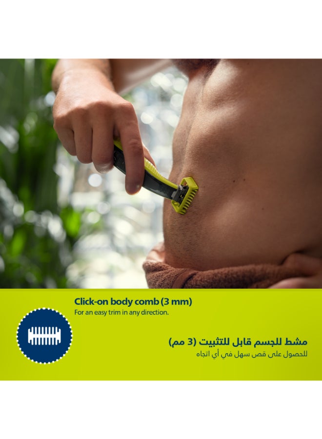 Philips OneBlade Face & Body QP2824,Dual-Sided Blade,Unique OneBlade Technology,45min Cordless,Waterproof,Electric Beard Trimmer & Shaver QP2824/10Charcoal Grey - Image 5