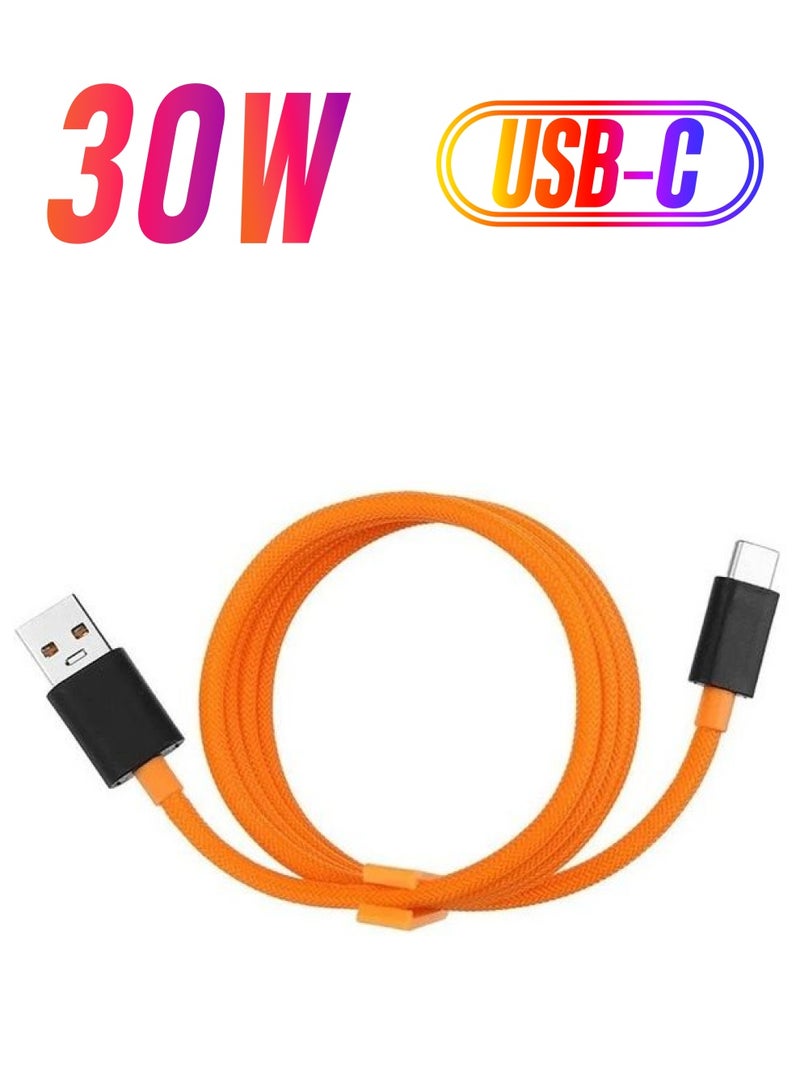 MARGOUN 1 Pack Of OnePlus 30 Watt Warp Charging USB Cable Orange  - Image 1