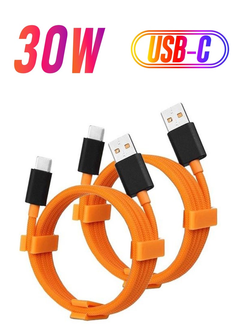 MARGOUN 2 Pack Of OnePlus 30 Watt Warp Charging USB Cable Orange  - Image 1