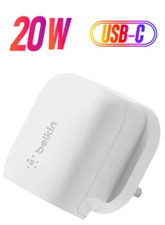 belkin Boost Charge USB C Wall Charger Plug 20W White  - Image 1