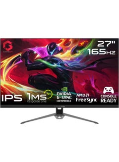 جايم أون شاشة ألعاب مسطحة مقاس 27 بوصة بدقة FHD و165 هرتز 1 مللي ثانية ووحدة تحكم HDMI 2.1 متوافقة مع وحدة التحكم باللون الأسود أسود  - Image 1