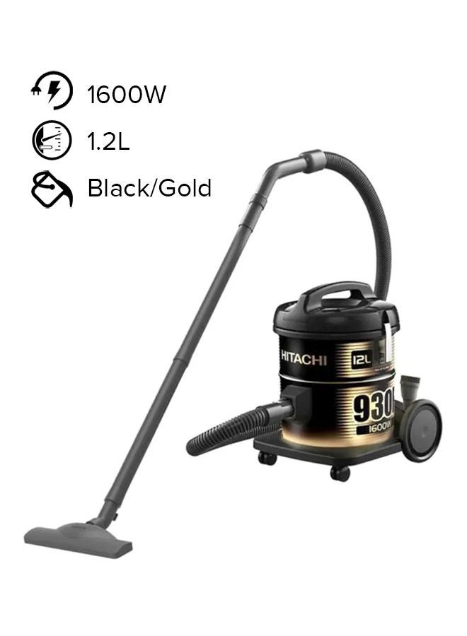 HITACHI Vacuum Cleaner Drum 12 L 1600 W CV-930F SS220 BK Black - Image 1