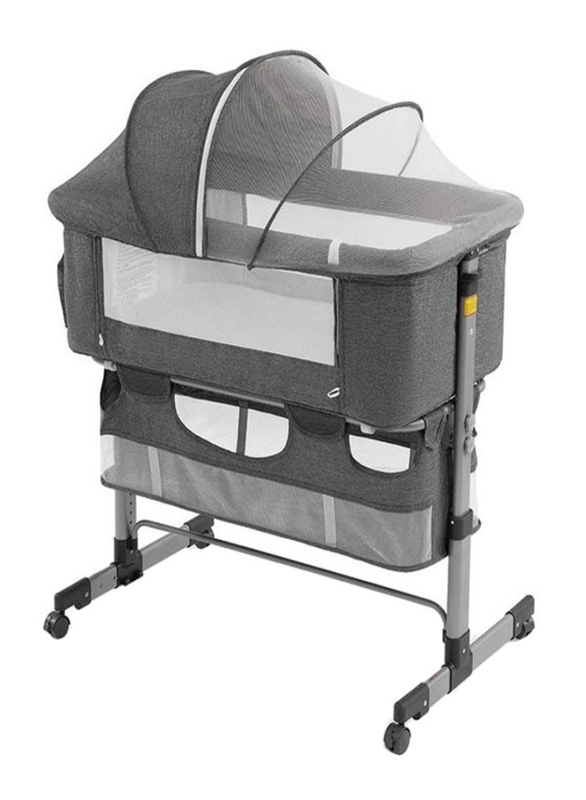 Baby love Movable Crib Foldable Height Adjustment Baby Cradle Bed- Dark Grey, 33-006-12D  - Image 1