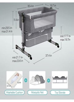 Movable Crib Foldable Height Adjustment Baby Cradle Bed- Dark Grey, 33-006-12D - pnsku/N53407943A/45/_/1711435106/bb1a3658-0d9a-44c6-b47e-f5d5267b5d6a