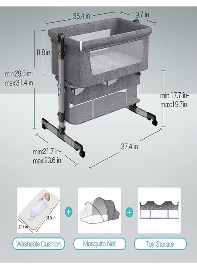 Baby love Movable Crib Foldable Height Adjustment Baby Cradle Bed- Dark Grey, 33-006-12D  - Image 5