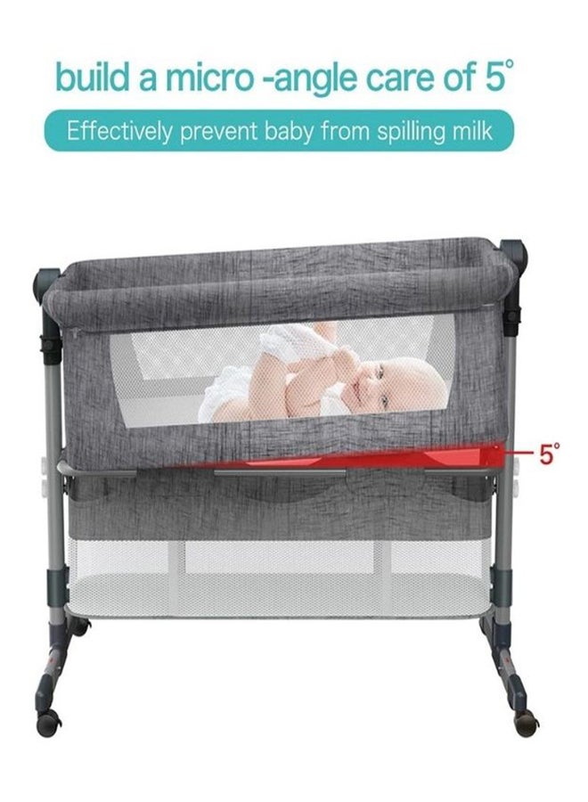 Movable Crib Foldable Height Adjustment Baby Cradle Bed- Dark Grey, 33-006-12D