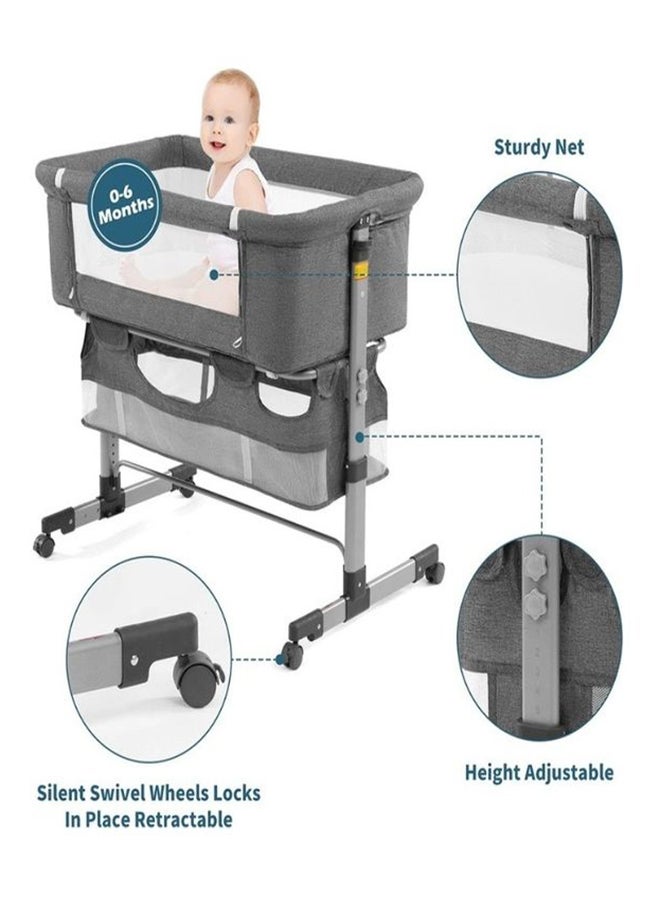 Baby love Movable Crib Foldable Height Adjustment Baby Cradle Bed- Dark Grey, 33-006-12D  - Image 2