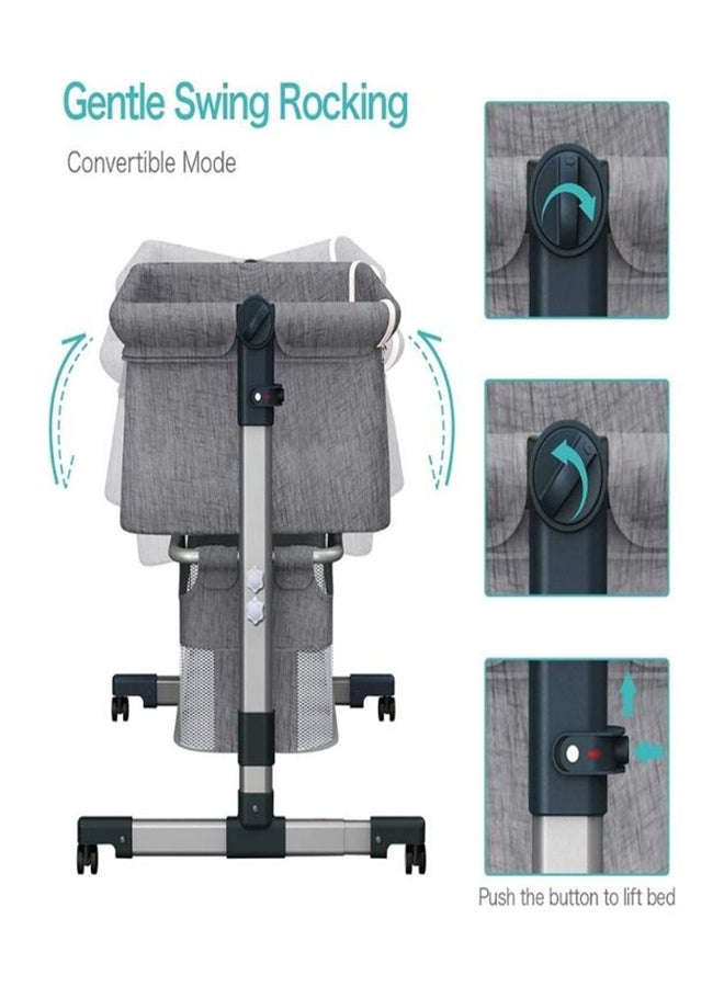 Movable Crib Foldable Height Adjustment Baby Cradle Bed- Dark Grey, 33-006-12D