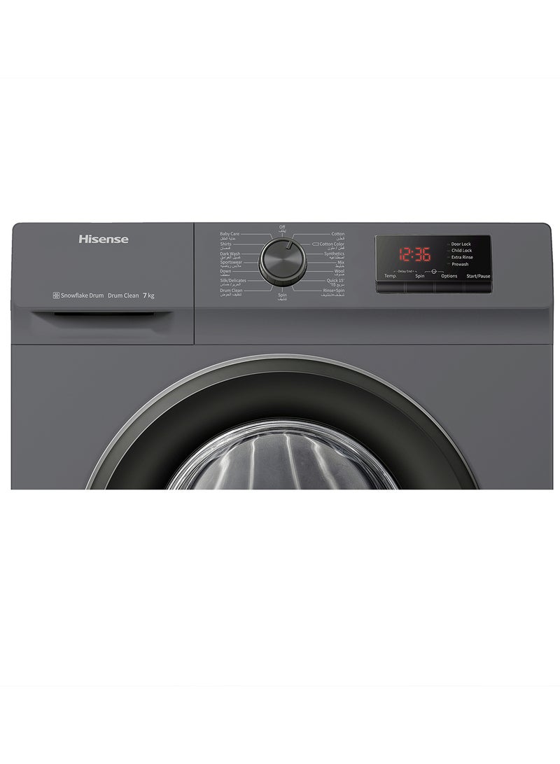 Hisense 7Kg Front Loading Washing Machine 1200 Rpm, With Pause & Add, Drum Clean, Silver Color, Model Wfvb7012Mt -1 Years Full Warranty 7 kg WFVB7012MT Titanium - Image 4