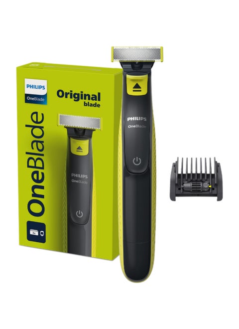 OneBlade QP2724/20,Trim, Edge & Shave Any Length of Hair| 5-in-1 Adjustable Comb, Dual-Sided Blade,45min Cordless Use, USB Charging Lime Green,Charcoal Grey