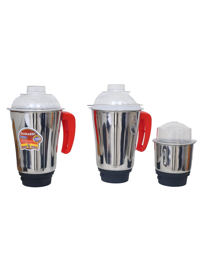 SONASHI - 3-in-1 Mixer Grinder with Copper Motor - 3 Speed, 3 Stainless Steel 1.75L 1.0 L Dry And 0.5L Jars for Wet/Dry Grinding Liquidizing with Durable Lids 750 W SB-193 Red - Image 1