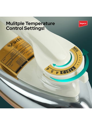 مكواة جافة شديدة التحمل مع لوح نعل مطلي بالسيراميك الذهبي بقدرة 1200.0 وات IB 201 عاجي 1200 W IB 201 - view 3