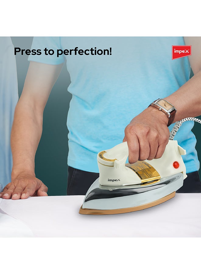 Impex - Automatic Dry Iron| Heavy Duty Iron Box With Temperature Settings Dial And Auto Shut Off Function| Super Deluxe Heavy Weight Iron Box, Suitable For All Kinds of Fabric| Equipped With Ceramic Coating 1200 W IB 201 Ivory - Image 1