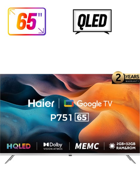 65 Inch HQLED 4K UHD Smart Google TV | Dolby Vision & Atmos | HDR10 | Wi-Fi Built-In | Game Mode | MEMC Processor | Premium Bezel-less Design | Magic Remote - H65P751UX Black