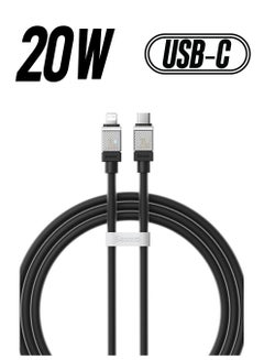 Baseus Type C To Lightning Cable (1M), 20W Power Delivery USB C iPhone Cables Type C iPhone Charger Cord Fast Charging Data Cables Zinc Alloy Connector for iPhone 14/13/ 12 Pro Max / 12/11 Pro/X/XS/XR / 8 Plus- Black Black  - Image 1
