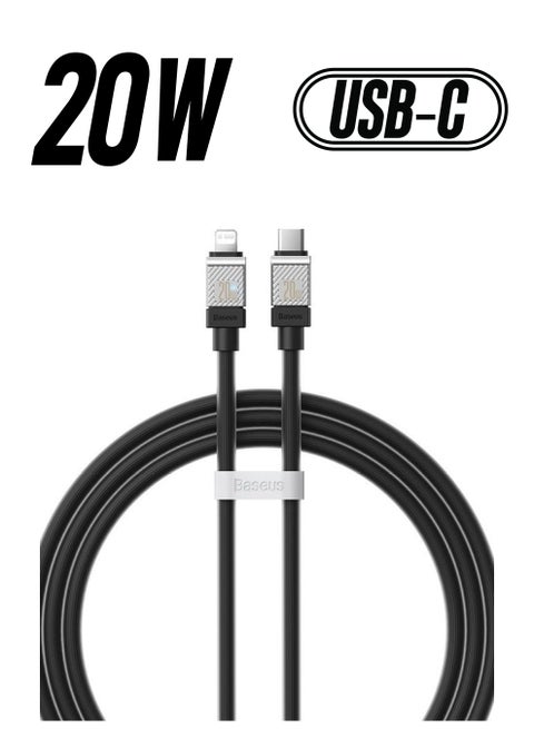 Type C To Lightning Cable (1M), 20W Power Delivery USB C iPhone Cables Type C iPhone Charger Cord Fast Charging Data Cables Zinc Alloy Connector for iPhone 14/13/ 12 Pro Max / 12/11 Pro/X/XS/XR / 8 Plus- Black Black