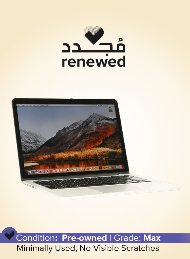 ابل  تم تجديده - ماك بوك برو A1502 ريتينا بشاشة عالية الدقة مقاس 13 بوصة ومعالج إنتل كور i5/الجيل السادس/ذاكرة وصول عشوائي سعة 8 جيجابايت/محرك أقراص SSD سعة 256 جيجابايت/نظام تشغيل Mac OS english_arabic فضي - Image 1