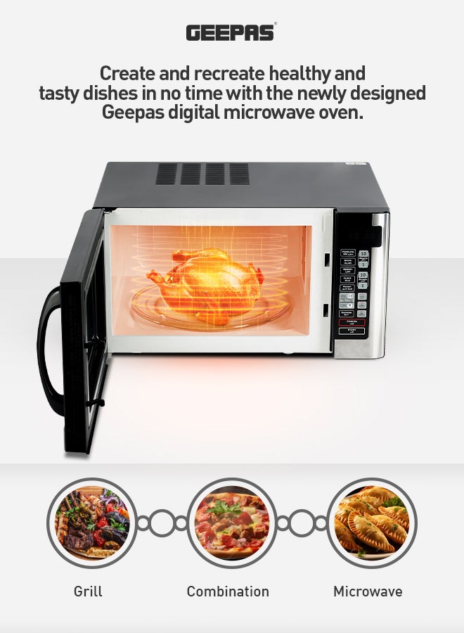 GEEPAS Digital Microwave Oven with Multiple Cooking Menus with Arabic Control Panel/Reheating & Defrost Function/8 Power Levels with Digital Display/Pull Handle Door, Easy to Operate/Child Safety Lock/Digital Controls 40 L 1500 W GMO1898-45LD Silver/Black  - Image 2