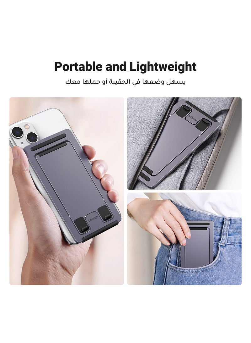 Ugreen - Cell Phone Stand, Portable Mobile Phone Holder, Adjustable iPhone Stand For Desk, Foldable View Angle Stand, Stable Alloy Metal Mobile Stand, Compatible With iPhone 16/15, Samsung S24 Series Sliver - Image 1
